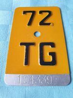 Fahrradnummer Velonummer TG 72 Thurgau 104339 gelb