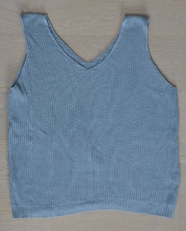 Graublaues Top / Shirt mit Rippstruktur, Grösse: S