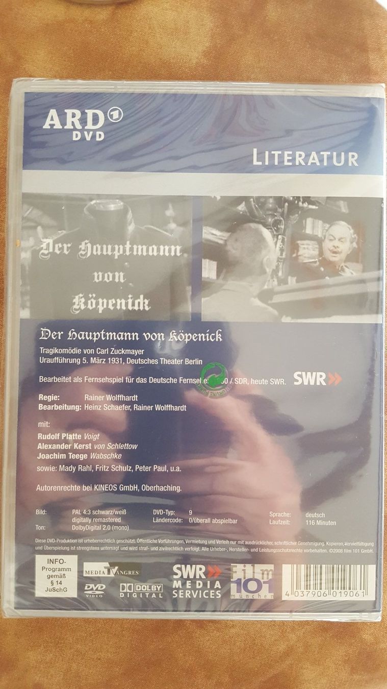 Tutti i DVDs: Der Hauptmann von Köpenick – Nuovo e nell'imballaggio originale da Schönengrund venduto da Liane63 1