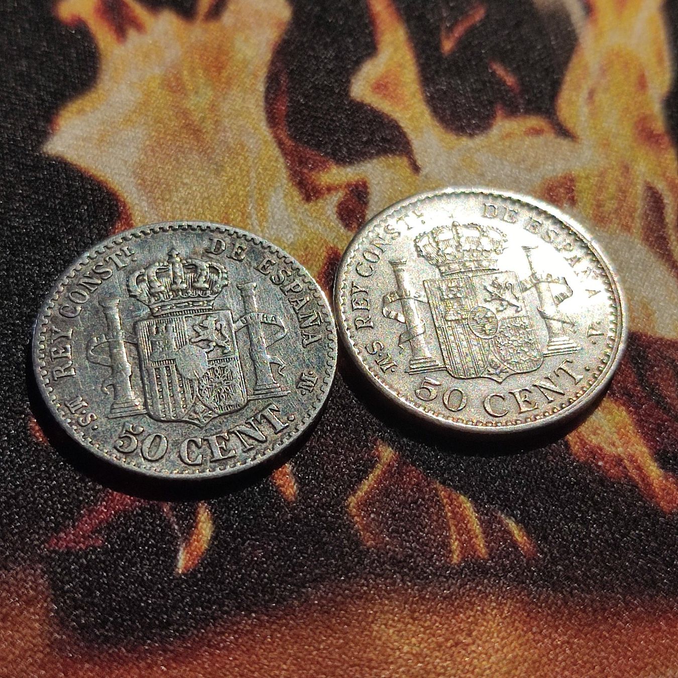 Alle Münzen: 50 Centavos 1880, 1904, Silber, Spanien – Gebraucht aus Rieden SG von res1291 1