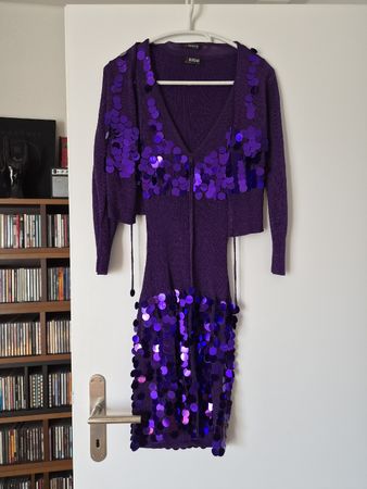Morgan Kleid mit Jäckchen lila Pailletten guter Zustand
