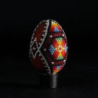 lot de 2 oeufs perlés - Pâques - artisanat roumain