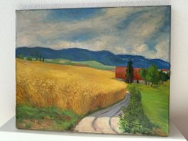 Ölgemälde Landschaft RB 1952 auf Keilrahmen gebraucht