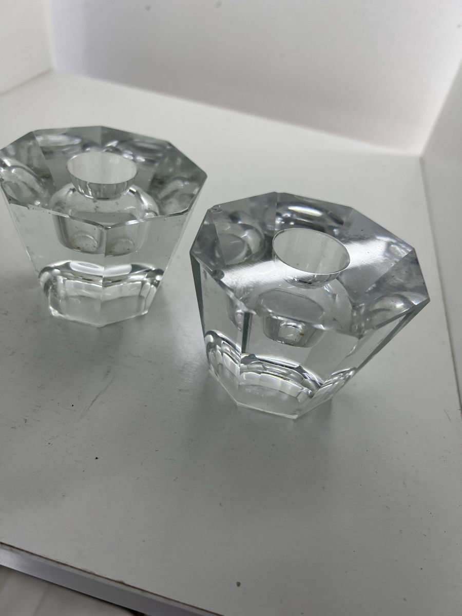 Portacandele: 3 Kerzenständer aus Glas oder Kristallglas – Usato da Wettingen venduto da NickInc 1