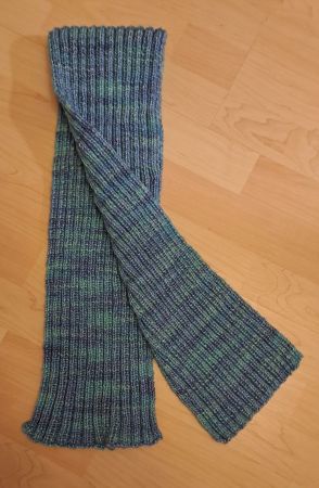 Schal 🧣blau bunt meliert  - handgestrickt - *NEU*