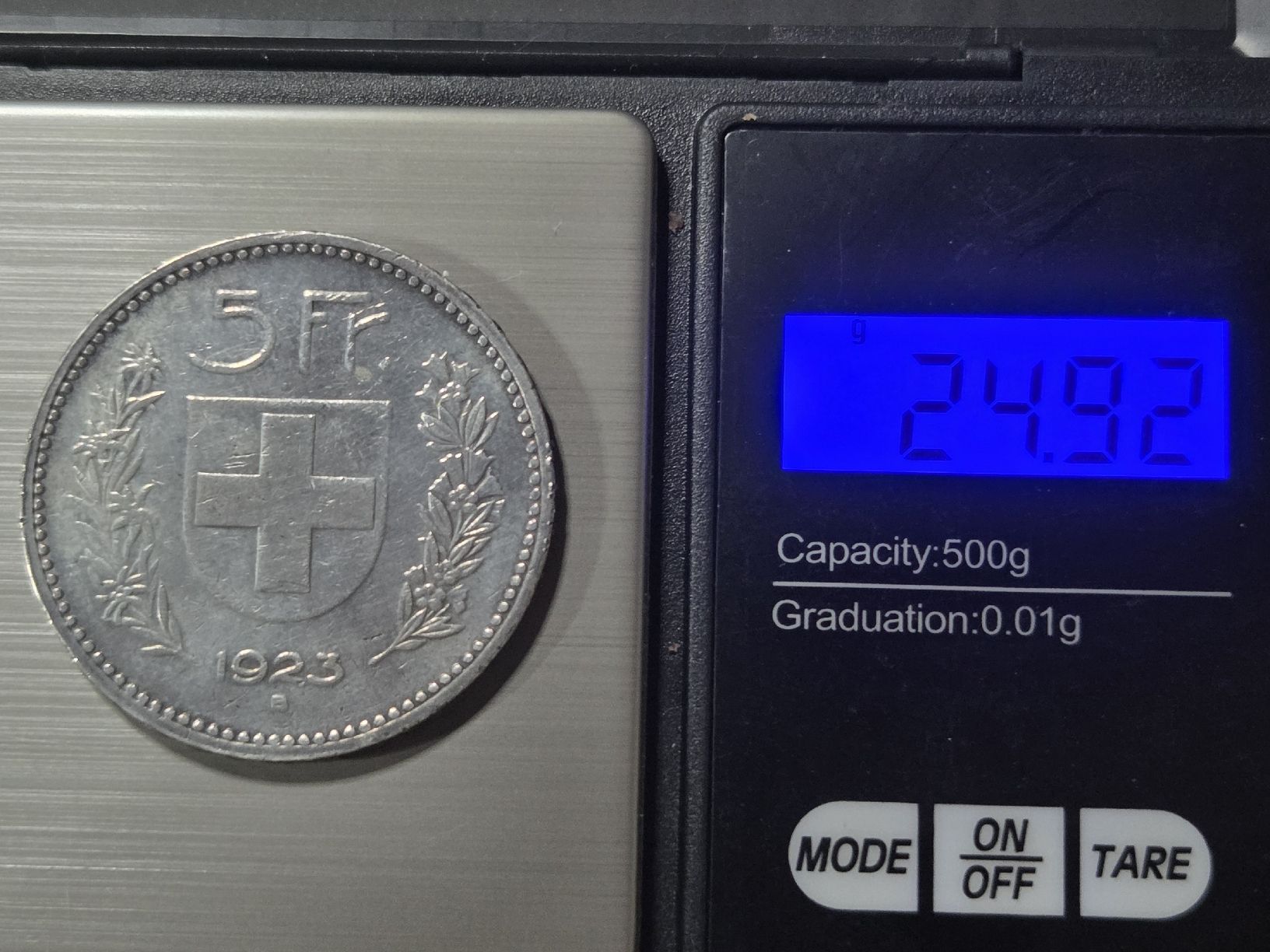 Alle Münzen: 5 francs suisse argent 1922 + 1923  – Gebraucht aus Neuchâtel von pasprie 6