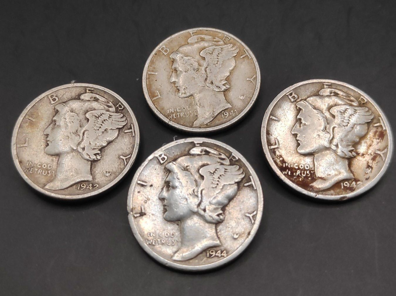 Alle Münzen: 4x Silber Dimes "Mercury" – Gebraucht aus Sirnach von Trekk64