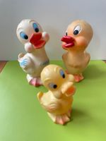 3x Vintage Ente Quietschfigur Gummifigur Figur Ledraplastic