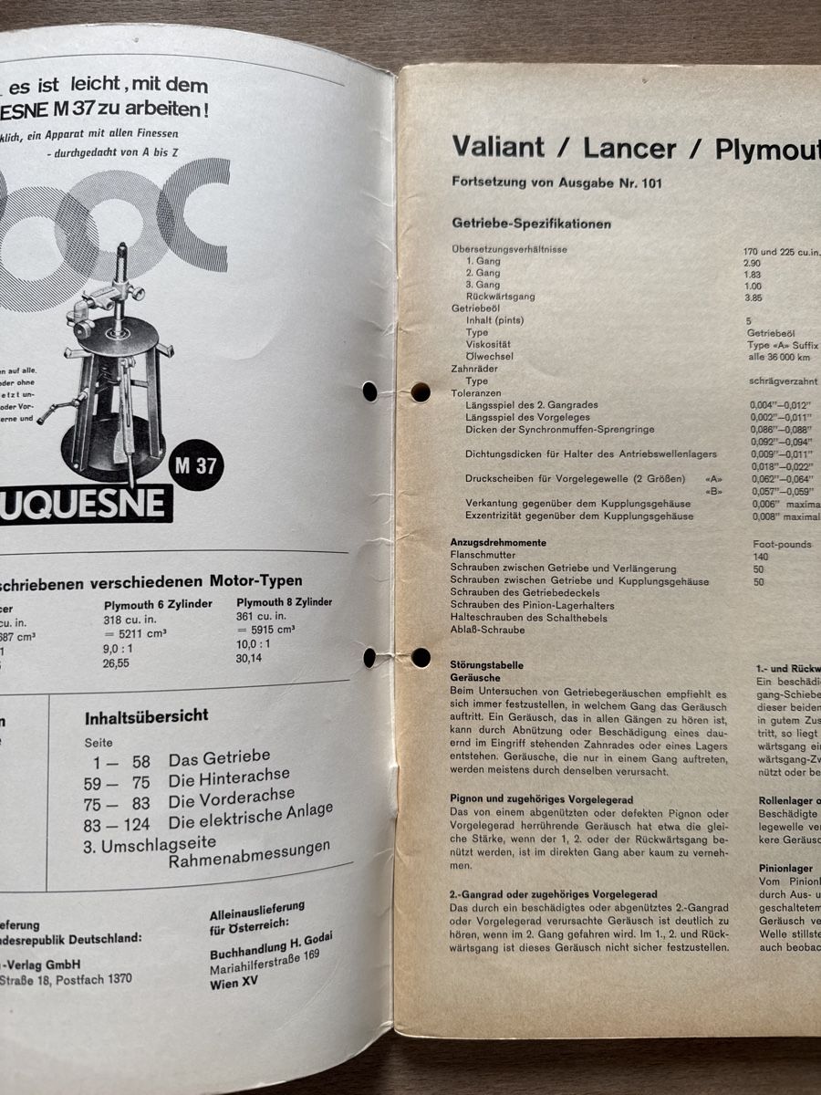 Bücher: Werkstatthandbuch Mopar Plymouth – Gebraucht aus Oberentfelden von Matriks 2