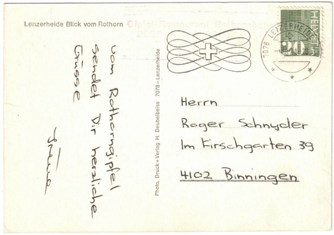 Cartoline postali: Lenzerheide - Luftseilbahn Rothorn 2te Sektion – Usato da Binningen venduto da Mountainrider 1