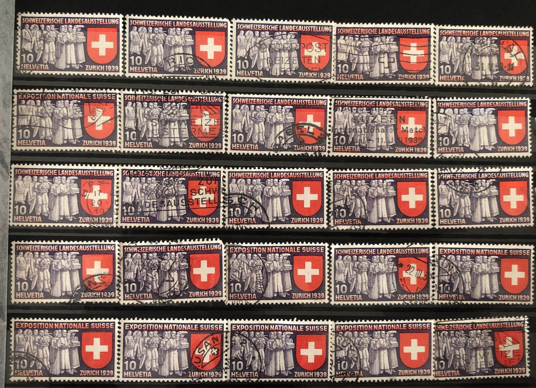 Tutti i francobolli: Nr.219 mit Stempel 45 Stück – Usato da Aarau venduto da Billa007 1