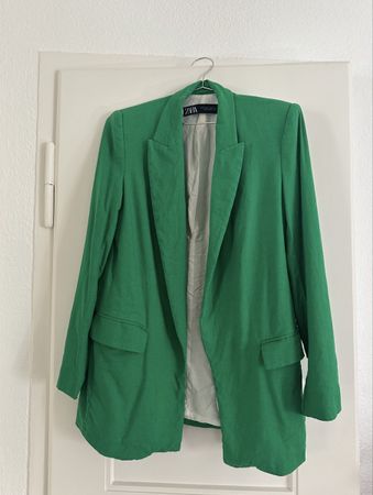 ZARA Blazer grün (Leinen/Viskose)