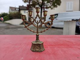 Kerzenständer 5-armig Metall goldfarben gebraucht