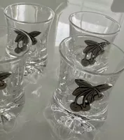 4 edle Schnapsgläsli mit Kirschen-Motiv, Top Zustand
