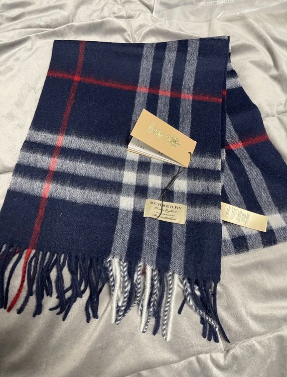 Burberry Schal 100 Cashmere Dunkel blau NEU OVP ORIGINAL