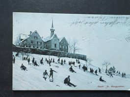AK 1912 St. Margarethen Basel Winter rar gelaufen (G3800)