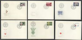 1963, FDC, Werbe- und Gedenkmarken (Nr. 395–400)