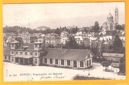 6.9.1906 Zürich-Enge alts Bahnhofgebäude rare Aufnahme