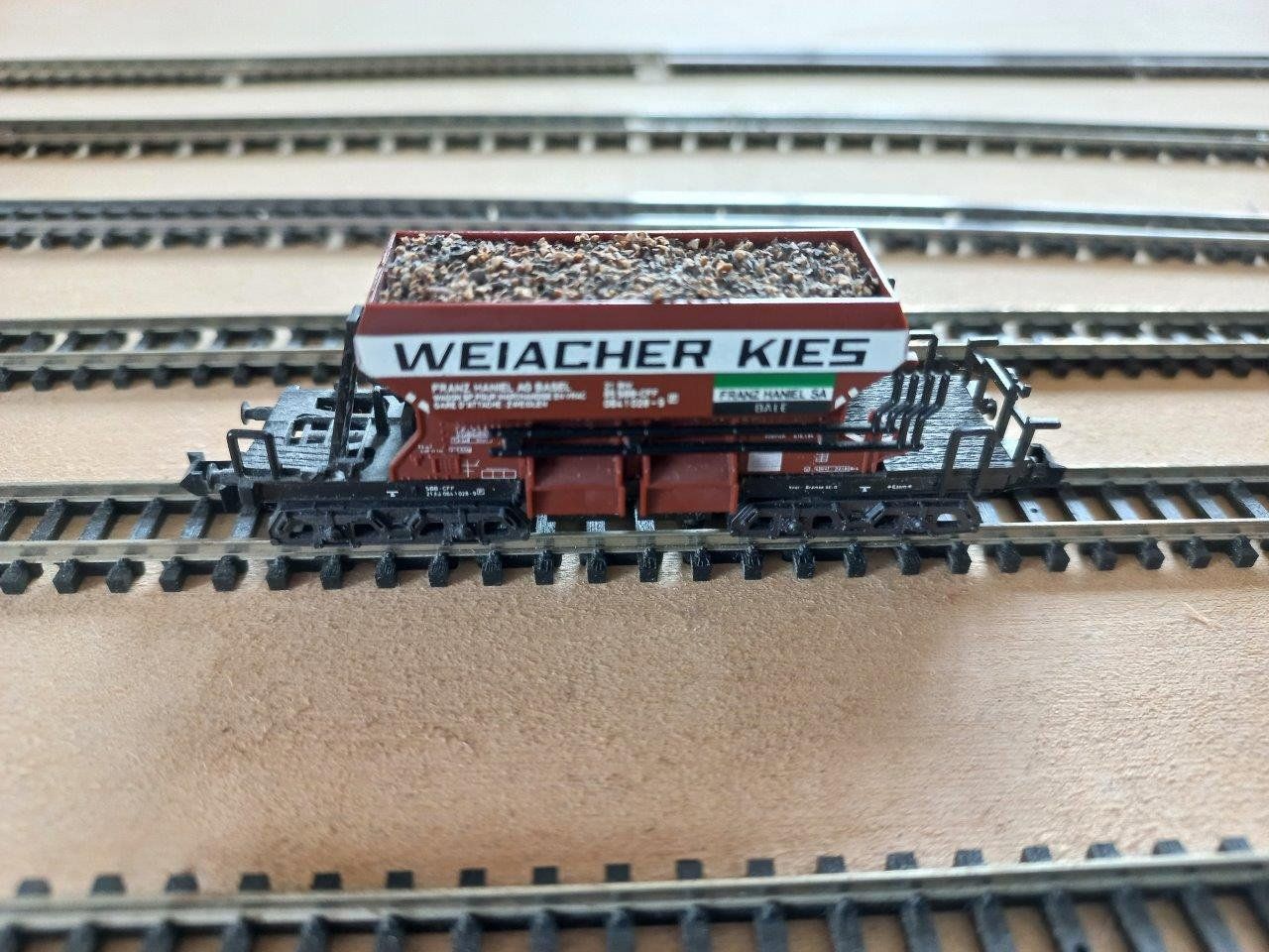 SBB/CFF/FFS Modelleisenbahnen: Minitrix Spur N Güterwagen   Weiacher Kies SBB      intern 2 – Gebraucht aus Pfäffikon / ZH von Pefkadett 3