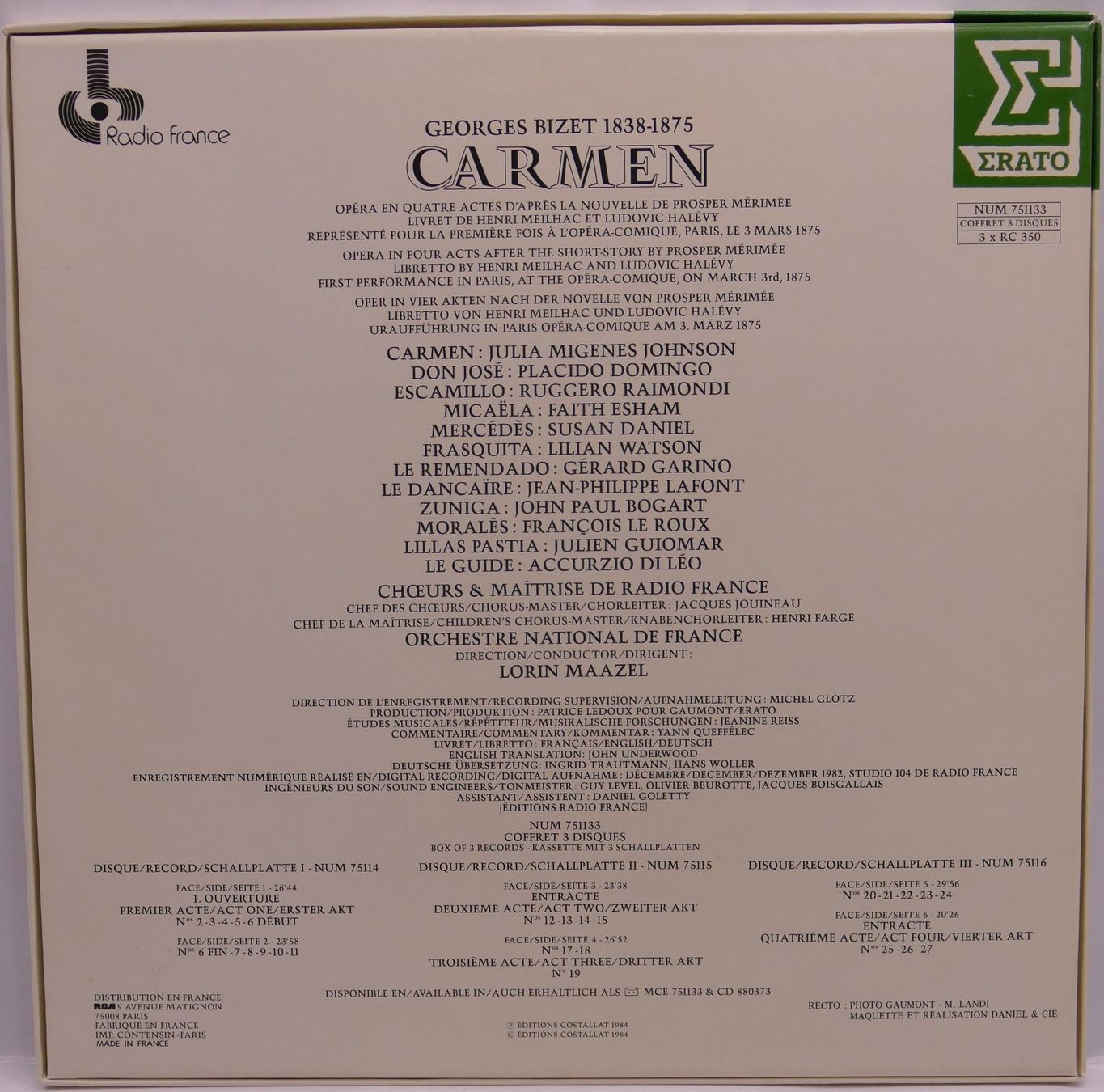 Dischi in vinile: CARMEN - Georges Bizet – Usato da Hochdorf venduto da Sukram58 1