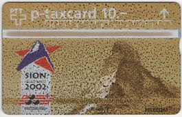 10 CHF SION 2002 gold - seltene PTT Sponsoren Taxcard