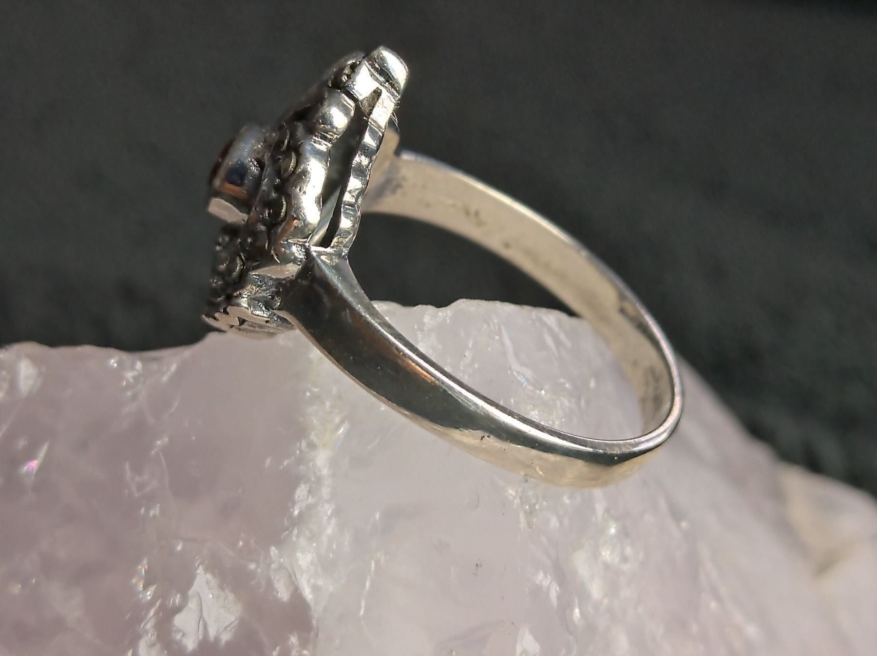 Anelli: Ring Silber 925 mit dunkelrotem Stein – Usato da Istighofen venduto da Ringparadies 2