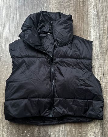 Cropped Puffer Weste Schwarz Grösse S