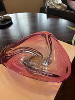 Glass Schale triangulare pink Swirl Dekoration Glas Murano