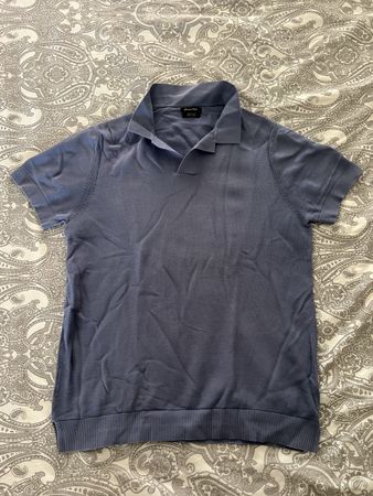 Massimo Dutti Strick-Polo, blau, Gr. L (185/104A)