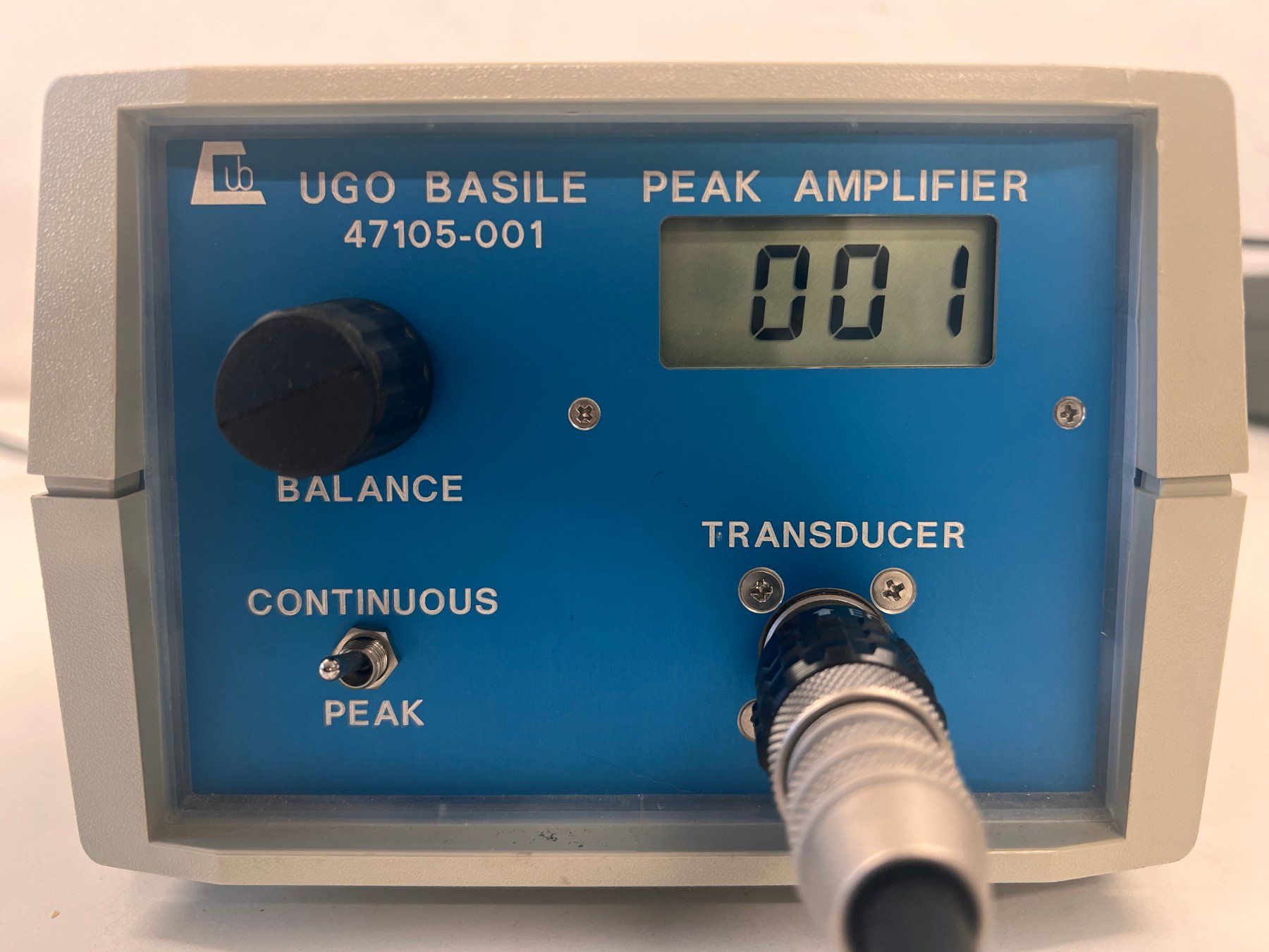 Laborzubehör: Ugo Basile Peak Amplifier mit Transducer 47105-001 – Gebraucht aus Niederdorf von LeptonAG_Labor 2