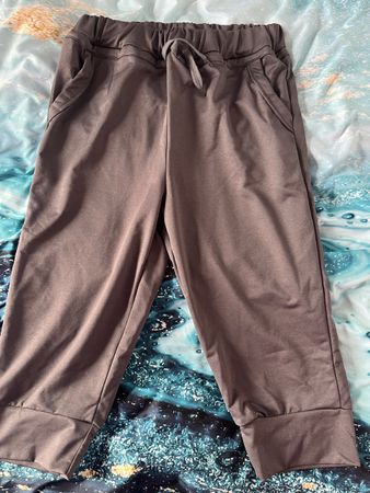 Pantacourt décontracté taille élastique marron 3/4
