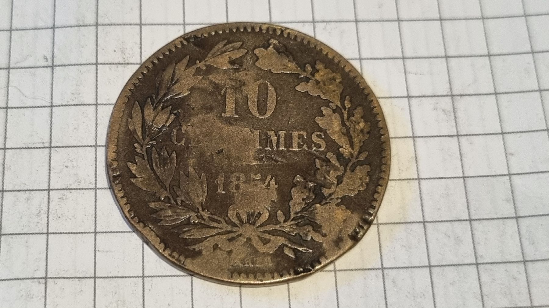 Tutti le monete: Pièce de collection: Luxembourg - 10 centimes 1854. – Usato da Vésenaz venduto da labonnevente83 1