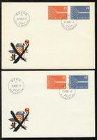 1957, 332-333 auf 2 illustr./unadr. FDC dt+franz. (15936)