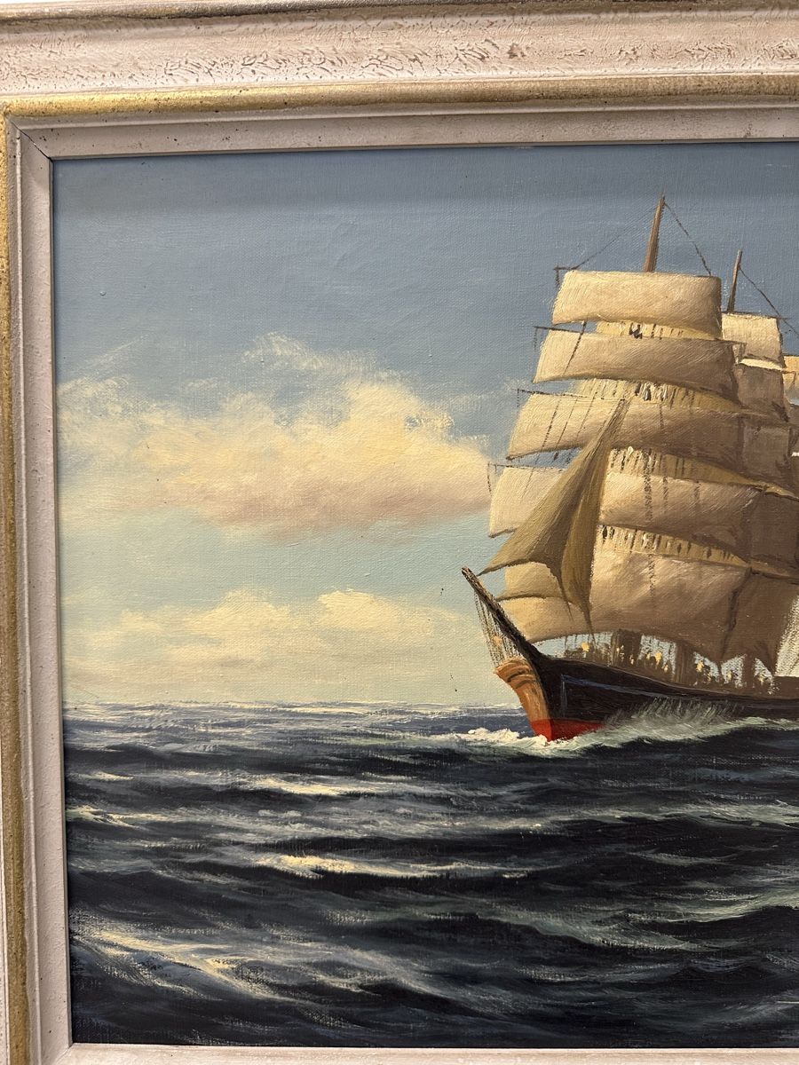 Dipinti: Antikes Gemälde Segelschiff auf hoher See – Usato da Ebikon venduto da Gaenggeliwaar 4