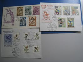3 Ersttagsbriefe San Marino Disney Vögel gestempelt