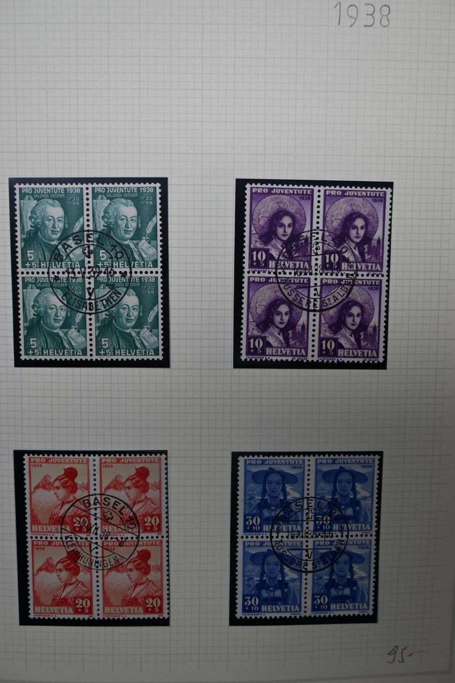 Tutti i francobolli: 1 Sammlung Pro Juventute 1913 - 2007 - Einzelwerte/Viererbl. – Usato da Steffisburg venduto da Charlamov 4