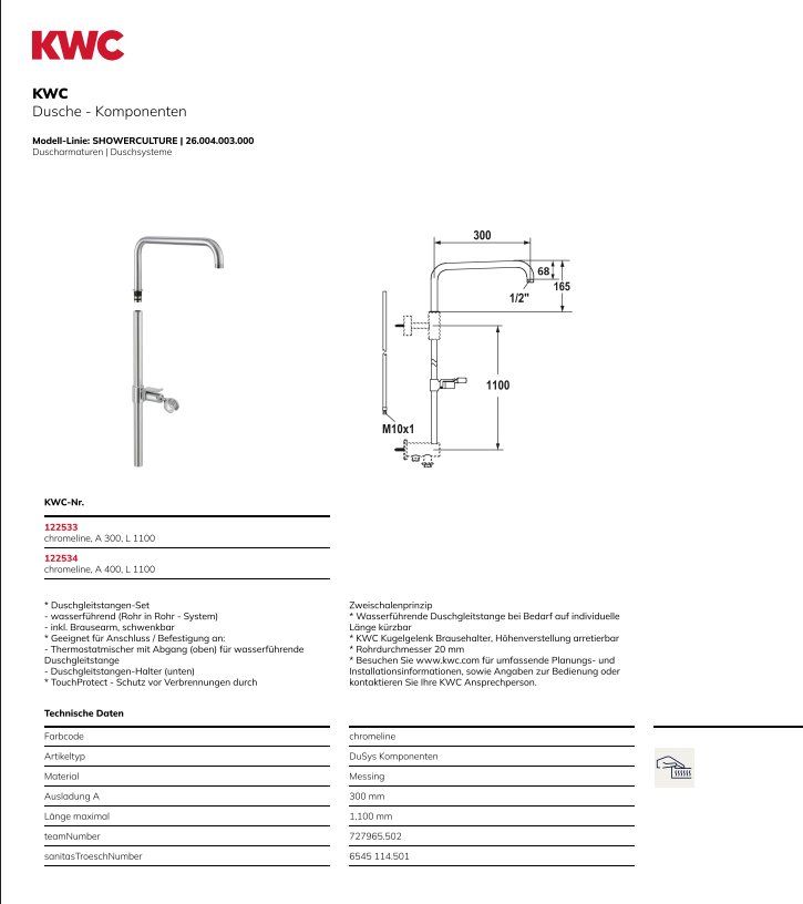 Kwc Docce: KWC Komponenten chromeline A 300 Duschgleitstangen-Set – Usato da Willisau venduto da Davidm95 1