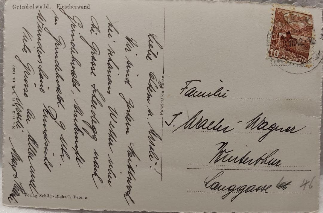 Cartoline postali: GRINDELWALD -  Fiescherwand  - 1942 – Usato da Delémont venduto da Domdom1 1