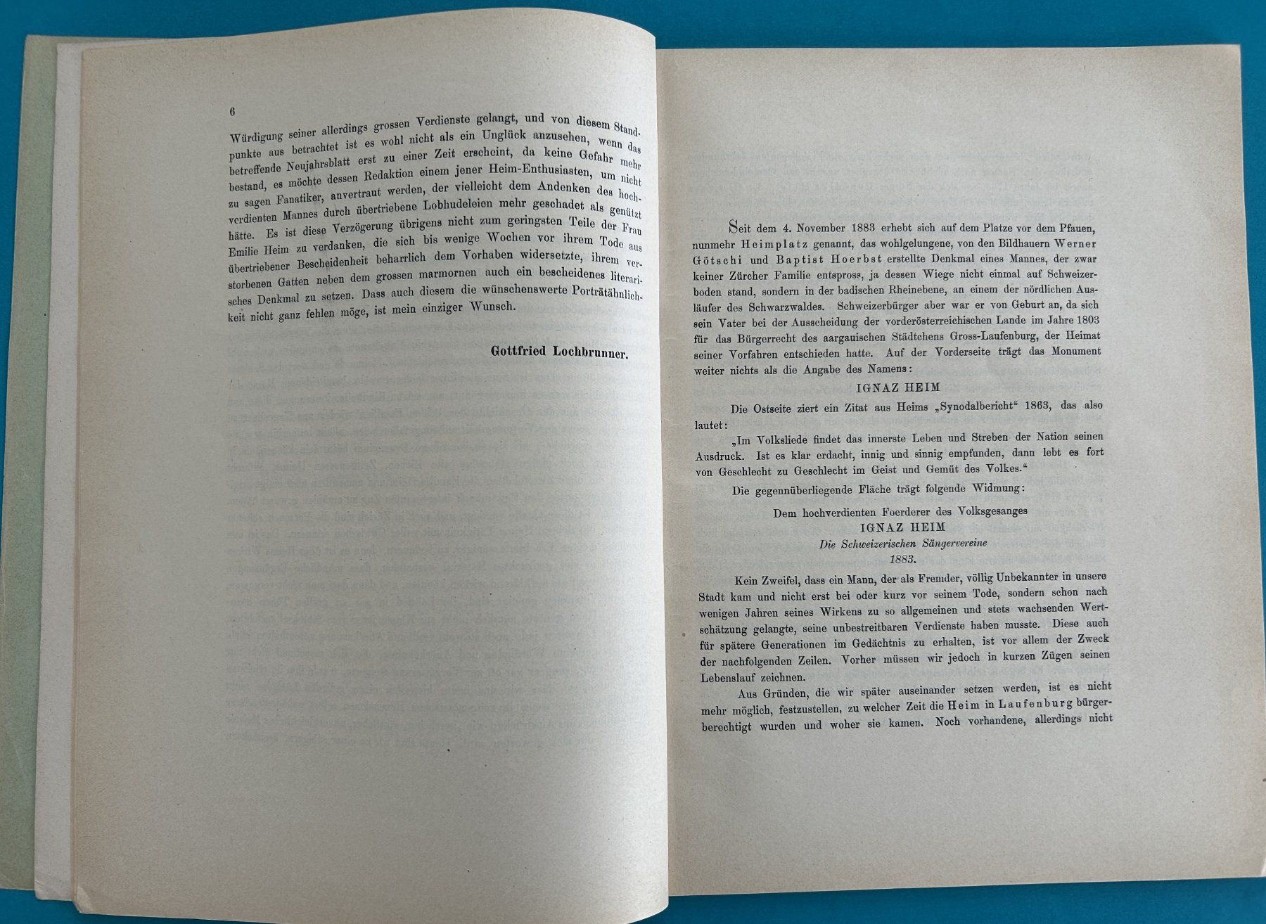 Bücher: DER SÄNGERVATER IGNAZ HEIM – Gebraucht aus Zürich von Domus09 3
