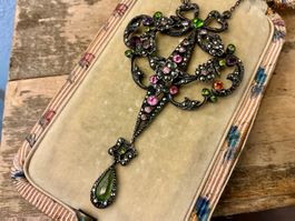 JUGENDSTIL COLLIER SILBER 900-ER SCHMUCKSTEINE UM 1900