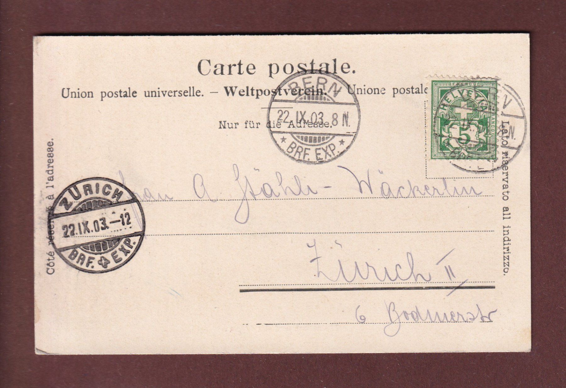 Cartoline postali: THUNERSEE und die Alpen - 1903 – Usato da Pully venduto da nicecards 1