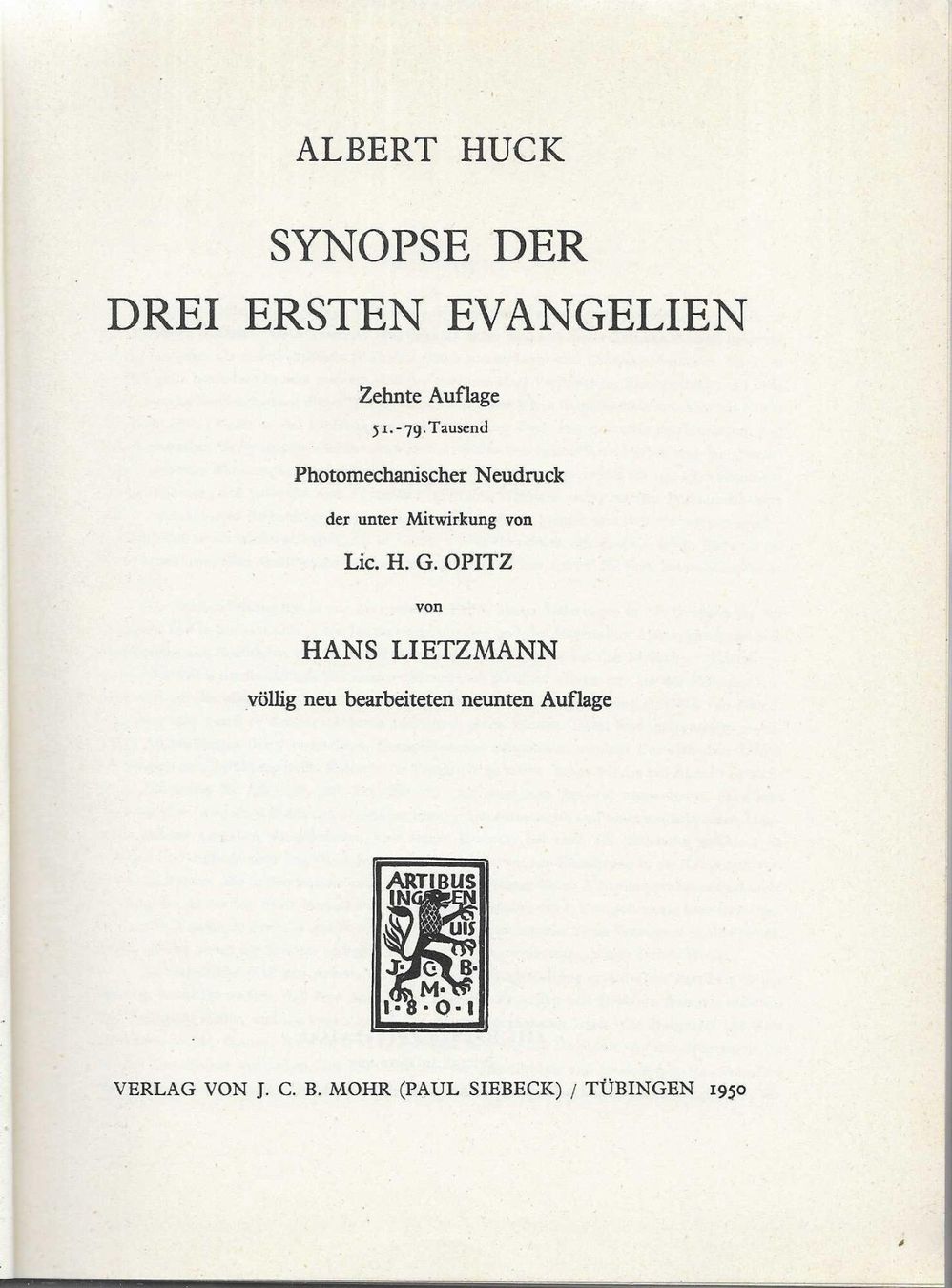 Libri: Synopse der drei ersten Evangelien 1950 – Usato da Flims - Dorf venduto da Stagediver 1