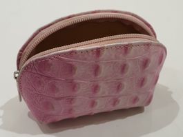 Pouch / Beutel rosa Kroko-Prägung Leder