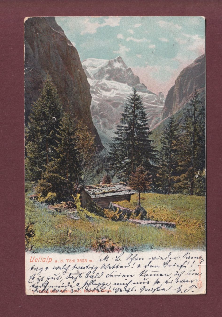 Cartoline postali: UELIALP - Tödi - 1903 – Usato da Pully venduto da nicecards