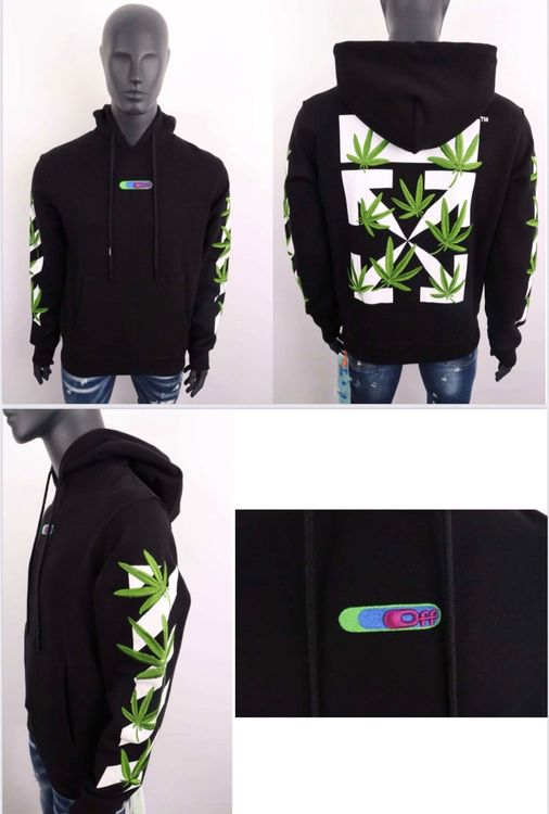 Off-White Weed Arrows Over Hoodie Black Green