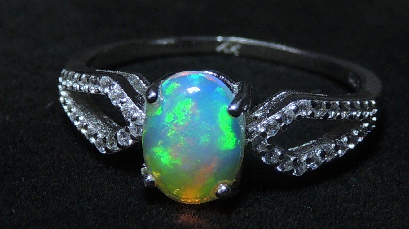 Anelli: Opal Silber 925 Fingerring Gr. 59 – Usato da Waldenburg venduto da schaller707 5