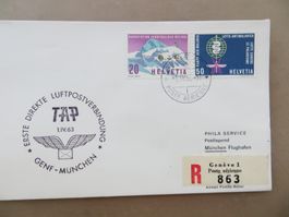 Luftpostbrief (Erstflug) Genf – München 1963