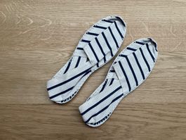 Espadrilles weiss mit blauen Streifen
