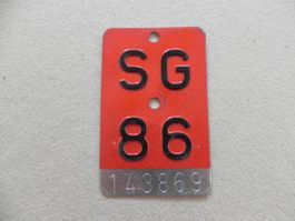 Velo Velonummer Rad Nummer SG 1986 St.Gallen Geschenk