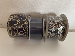 NEU OVP / 3 Deko-Bänder -> 2x blau/gold, 1x blau/silber